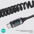 thumbnail image 5 of USB C 60W Super Fast Car Charger with Type C Coiled Cable 3-Port Cigarette Lighter USB Charger with Digital Display, 5 of 5