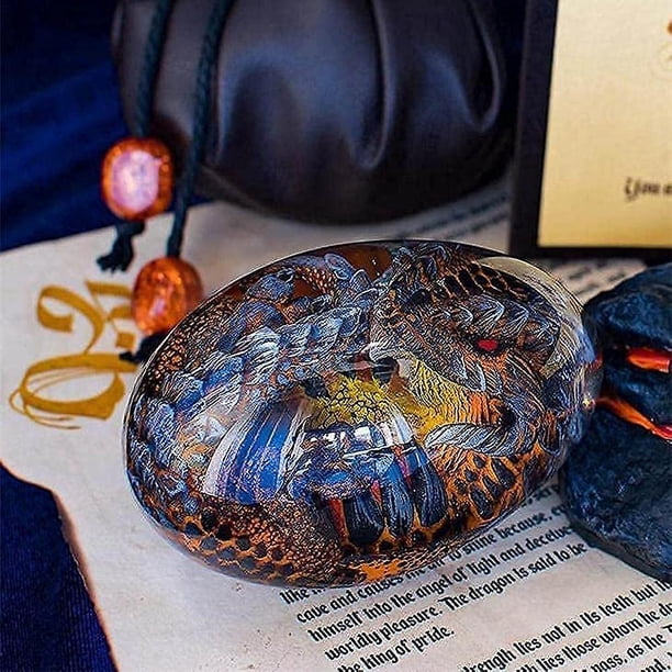 Huevo de dragón de lava, cristal de ensueño, huevo de dragón transparente, escultura hecha a mano, fuego, dragón de boletos, recuerdo para adornos de escritorio, regalos únicos y exquisitos
