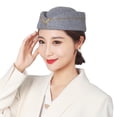 thumbnail image 3 of opvise Stewardess Hat Elegant Embroidery Badge Comfortable Breathable Decorative Dress Up Woolen Women Air Hostesses Beret Formal Uniform Cap for Performance Grey, 3 of 8
