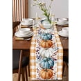 thumbnail image 2 of Table Runners 120 Inches Long Dress Scarves, Orange Pumpkin Thanksgiving Farmhouse Coffee/Dining/Kitchen Table Runner for Living Room, Fall Leaves Retro Plaid 13x120 Inch, 2 of 7