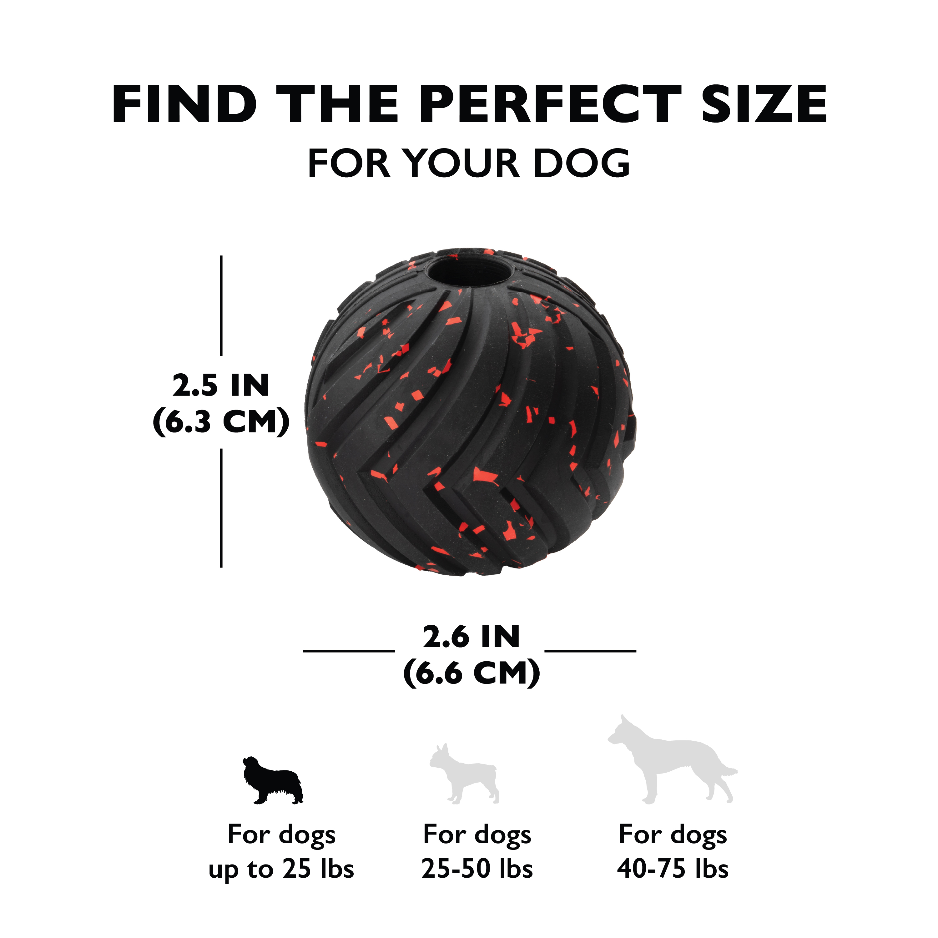 Mammoth Supreme Fetch Ball for Dogs, Small, 2.5 in, Tough Rubber