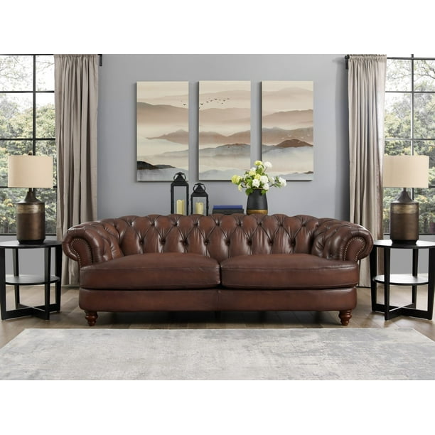 Hydeline Newport 100 Leather Sofa Brown Com Hydeline Newport 100 Leather Sofa, Mid Century Modern Camel Brown Leather Sofa Newport