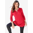 thumbnail image 2 of Roaman's Women's Plus Size Drop Needle Henley Lightweight Sweater Knit, 2 of 6