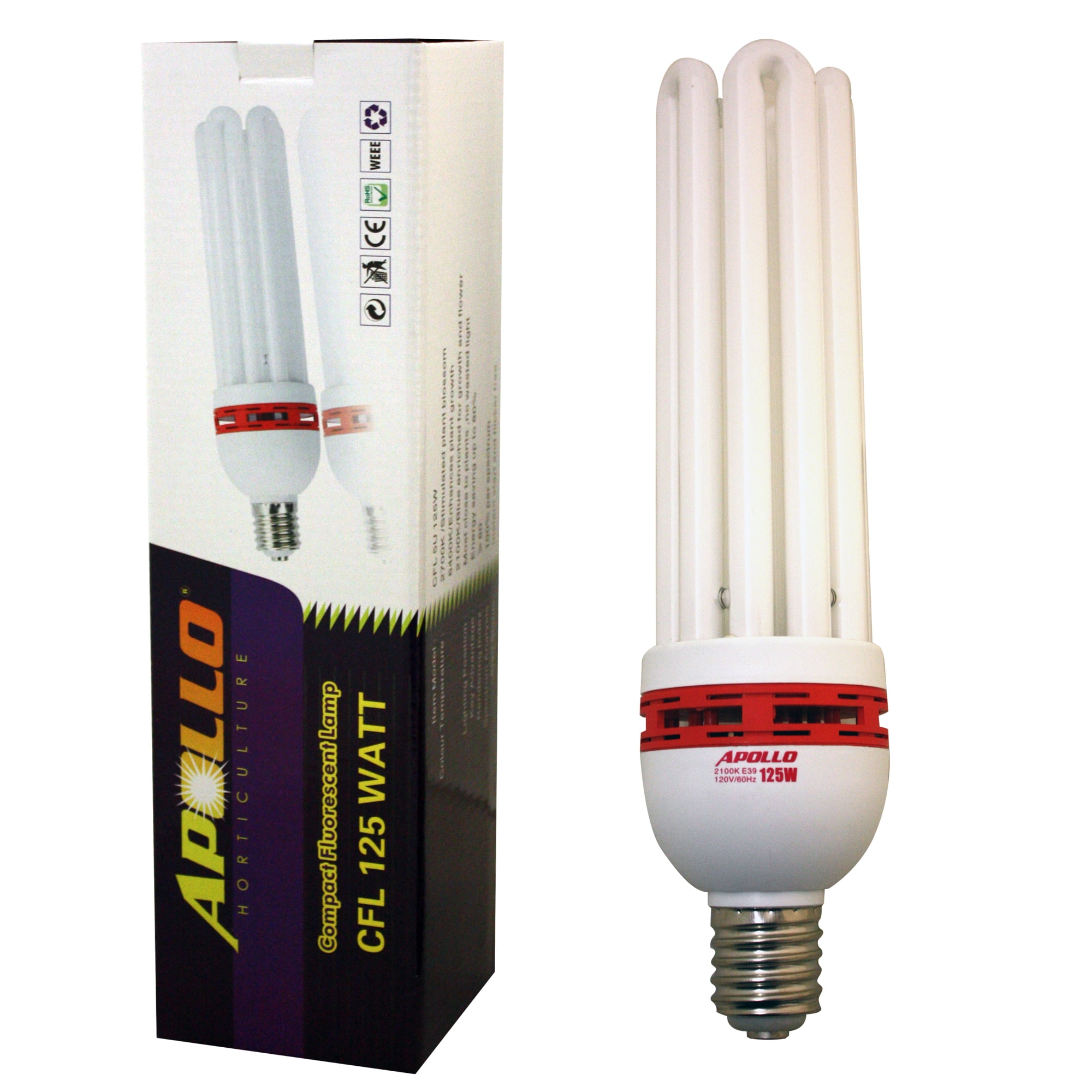 Apollo 125 Watt CFL Compact Fluorescent Grow Light Bulb of 6400K for Plant Growing - Walmart.com