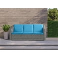 thumbnail image 2 of Pemberly Row Contemporary Cast Iron Outdoor Wicker Sofa in Teal, 2 of 5