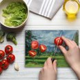 thumbnail image 4 of Yosemite Cutting Board, Yosemite Valley Meadows with Trees Fluffy Clouds Cliff Tourist Attraction Picture, Decorative Tempered Glass Cutting and Serving Board, Small Size, Grey Green, by Ambesonne, 4 of 5