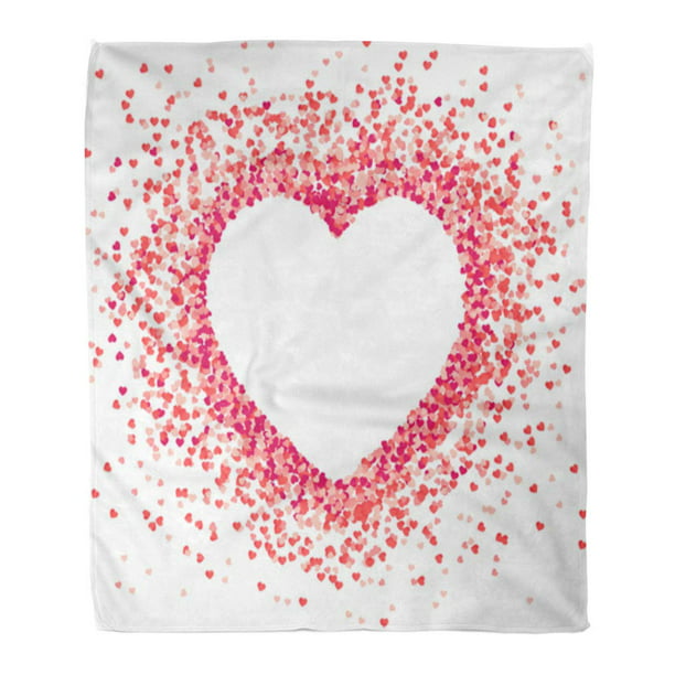 HATIART Flanelle Jeter Couverture Forme Confettis Coeur Blanc à l'Intérieur de la Saint-Valentin Jour de Félicitations Doux pour Canapé-Lit et Canapé 50x60 Pouces