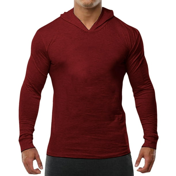 Sudadera con capucha deportiva de moda para hombre: sudadera de entrenamiento de color liso, mezcla de algodón, transpirable, corte ajustado, para el gimnasio, correr y ocasiones informales