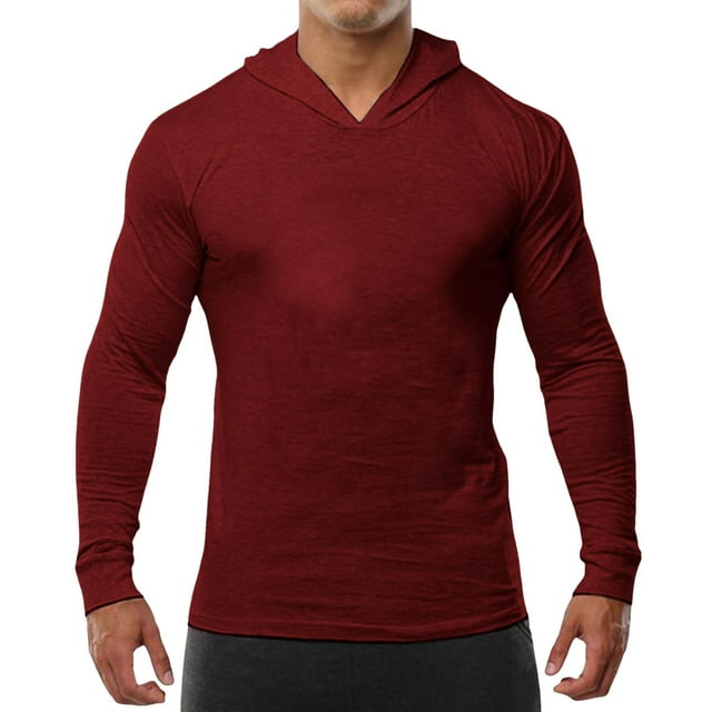 Ketyyh-chn99 Men's Shirts Fall Clothes Male Fashion Athletic Hoodie Workout Pullover Sport Solid Color Sweatshirt Red,2XL