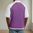 thumbnail image 4 of Yifymode Men's Raglan Sleeve Waffle Knit Half Zip Top, Short Sleeve Loose Fit Lightweight Casual Shirt Purple L, 4 of 4