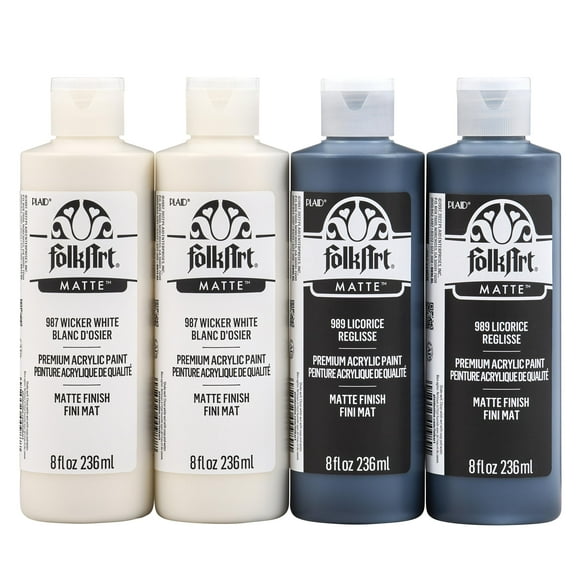 FolkArt Wicker White and Licorice Acrylic Craft Paint Set, 8 fl oz, Set of 4