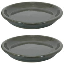 Sunnydaze 11.75" Round Gray Ceramic Outdoor Flower Pot Saucer 2-Count