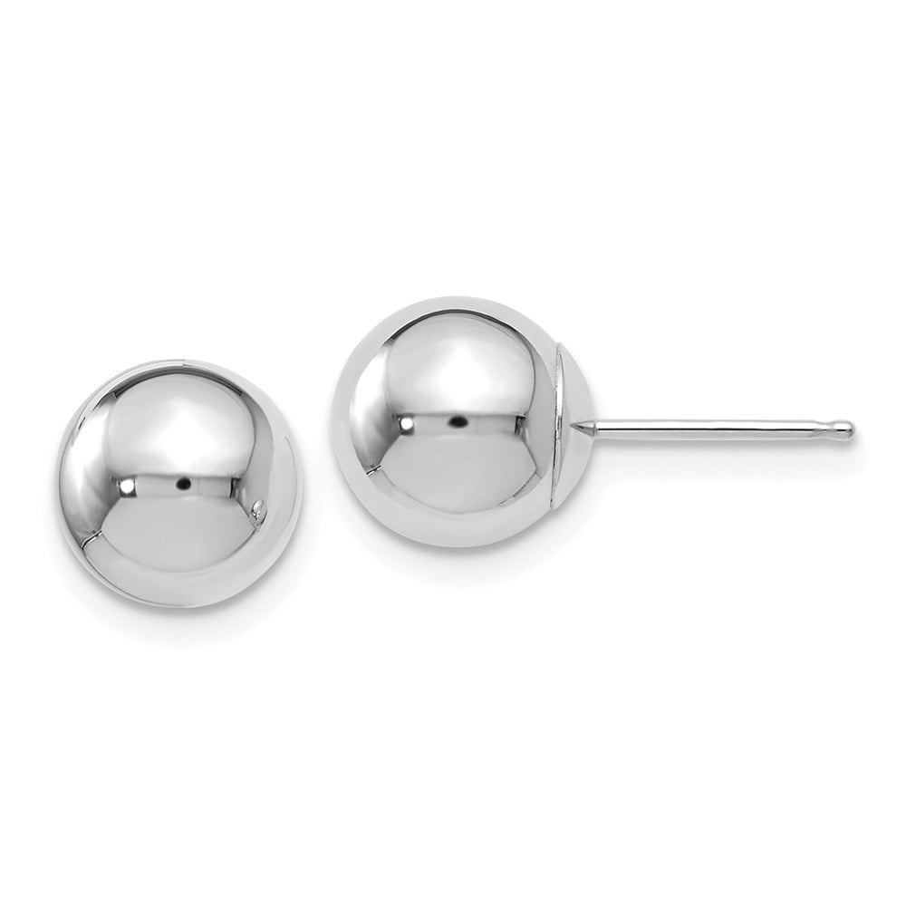 8mm x 8mm Solid 10k White Gold Polished Ball Post Earrings