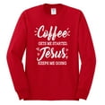 thumbnail image 2 of Wild Bobby Coffee Gets Me Started Jesus Keeps Me Going Inspirational/Christian Men Long Sleeve Shirt, Red, Medium, 2 of 5
