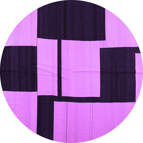 Ahgly Company Indoor Round Abstract Purple Contemporary Area Rugs, 5' Round