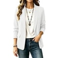 thumbnail image 2 of Light Jacket Ndbuld Women's casual winter solid-color fitted lapel blazer cardigan top White XS, 2 of 6