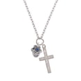 thumbnail image 2 of Delight Jewelry Silvertone Star of David with Blue Crystal Spinner I Have Plans for You Engraved Cross Zoey Necklace, 28", 2 of 4