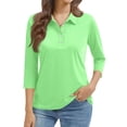 thumbnail image 2 of Nestiefly Women Polo Shirt 3/4 Length Sleeve Tops Collared Button Down Golf Tee Casual Spring Summer Work T Shirts Green XL, 2 of 5