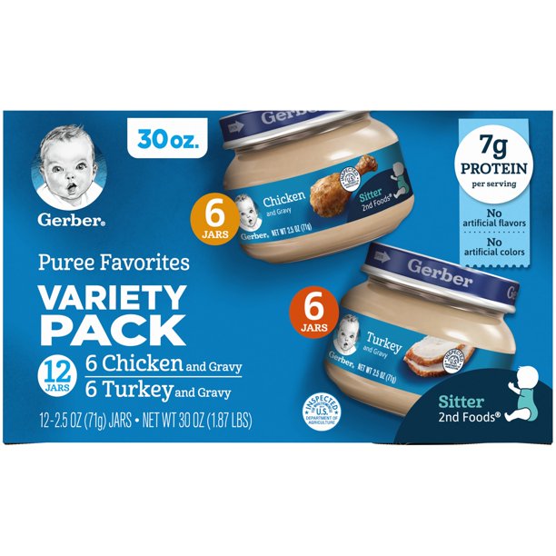 (12 Pack) Gerber Stage 2, Flavor varies Baby Food, 1 Jar (71g