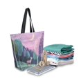 thumbnail image 2 of FORMRS Womens Canvas Tote Bag with Zipper Inner Pocket Shoulder Handbag, Green Night Deer, 2 of 7