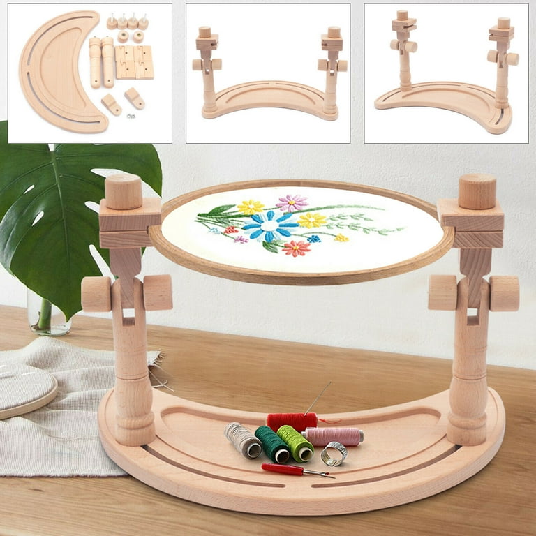 Adjustable Wood Cross Stitch Rack Desktop Embroidery Frame Hoop Stand