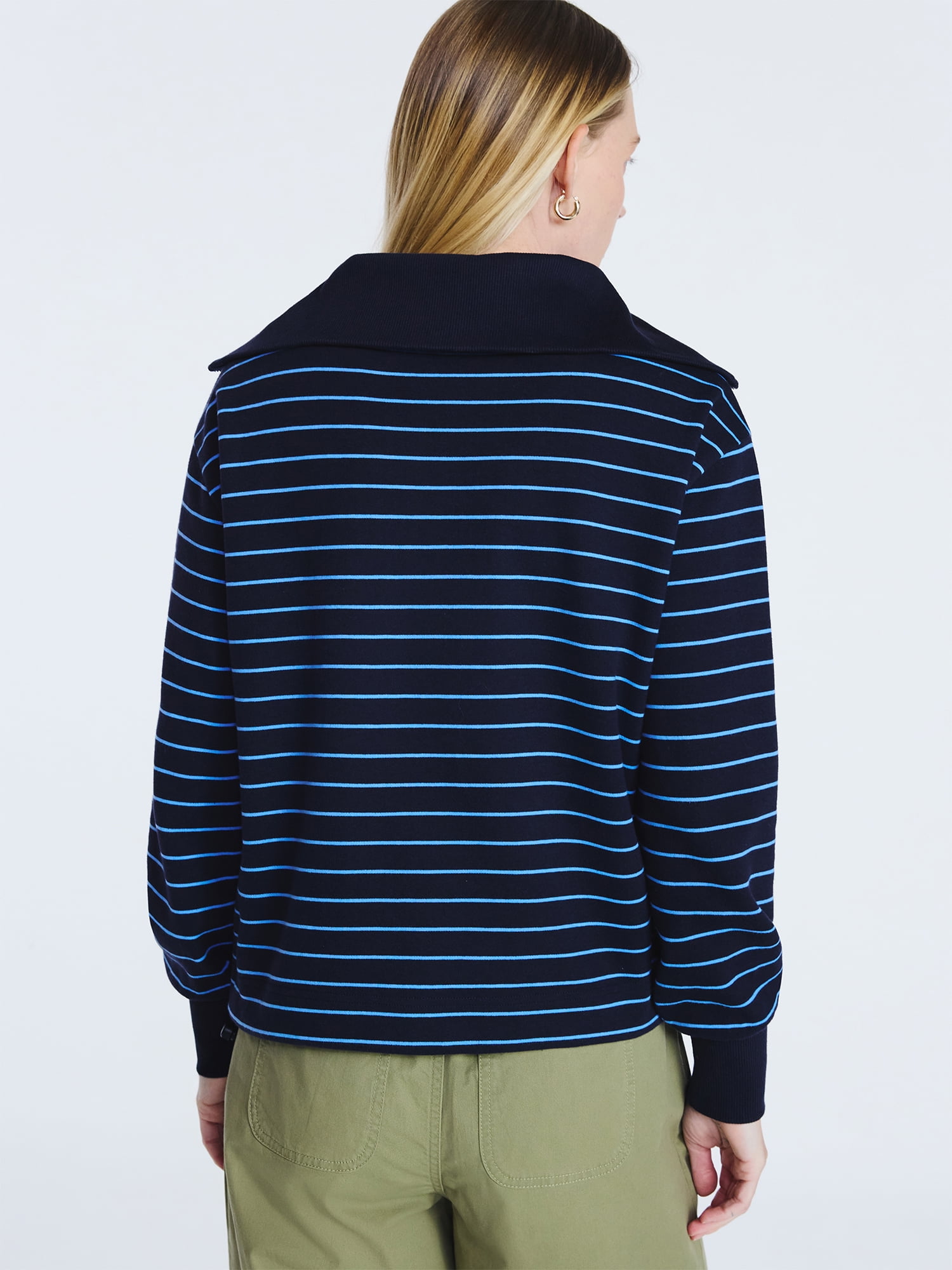 Free Assembly Women's and Women's Plus Sailor Collar Sweatshirt with Long Sleeves, Sizes XS-4X