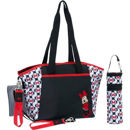 Disney Minnie Mouse Tote Diaper Bag 5pc set, Black/White - www.bagsaleusa.com/product-category/belts/