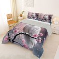 thumbnail image 3 of Manfei Snowy Owl Floral Full Size Comforter Sets, Winter Blossom Bedding Comforter Set, Pink Gray, Gray Reversible, 3pcs, 1 Comforter and 2 Pillowcases, 3 of 7