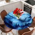 thumbnail image 2 of Watercolor Round Fitted Table Cover Splicing Mystery Decoration Waterproof Table Cloth with Elastic Edge Wipeable Tablecloth for Picnic Camping Party Fits 45"-54" Diameter, 2 of 8