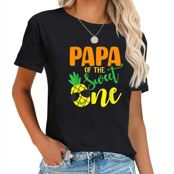 Papa of the Sweet One Pineapple 1st Birthday First Womens Graphic Tee - Fashionable and Comfortable