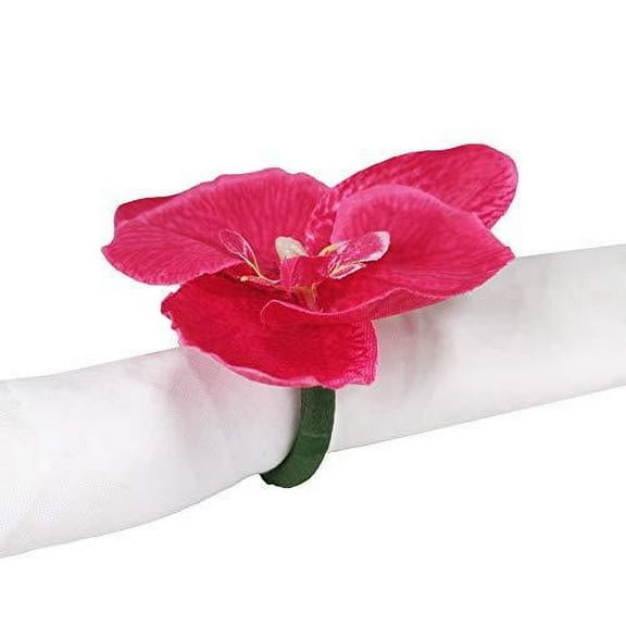 Fennco Styles Handmade Orchid Flower Decorative Napkin Rings, Set of 4