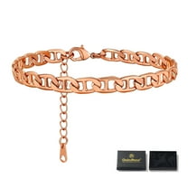 ChainsHouse Women's Waterproof Figaro Ankle Bracelets Adjustable Rose Gold Plated Anklets Summer Beach Jewelry, 8.5"