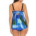 thumbnail image 1 of Naiovety Traje de baño de 2 uds para mujer, traje de baño con estampado degradado, traje de baño sin espalda para mujer, traje de baño con Traje de baño azul retorcido S, 1 of 6