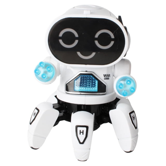 Música de robot bailando, bailando con luz eléctrica, caminando y cantando