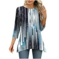 thumbnail image 2 of QQAMB 3/4 Sleeve Tunic Tops for Women Dressy Casual Crewneck Floral Printed Loose Blouse Flowy Shirts Gray M, 2 of 7
