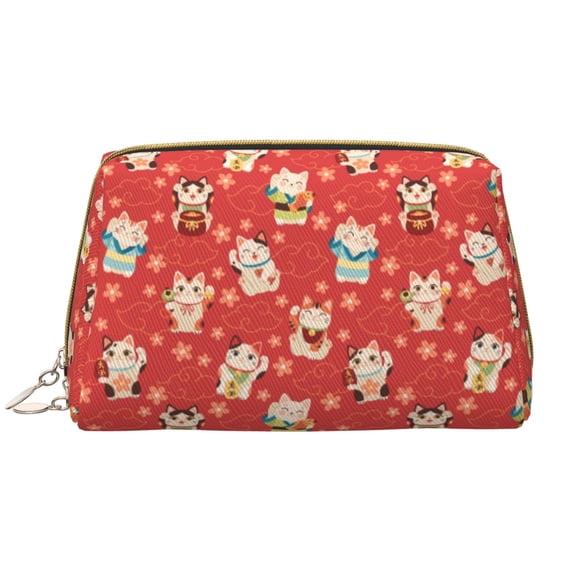 Rateoe Japanese Maneki Cats for Travel Makeup Bag,Large Capacity Cosmetic Bags for Women,Waterproof Portable Pouch Open Flat Toiletry Bag Make up Organizer