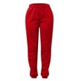 thumbnail image 2 of YUEJUIR White Pants Women Women's Casual Solid Pocket Pants High Waist Elastic Band Pants Linen Pants Women Pants Postpartum Clothes (Red,XL), 2 of 5