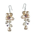 thumbnail image 2 of Elegant Tropical Flower Inspired Pink Pearl & Crystal Dangle Earrings, 2 of 2
