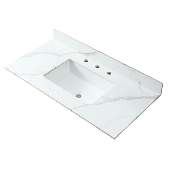 43x22inch Sintered Stone Bathroom Vanity Top With 3 Faucet Holes And Ceramic Sink In Turquoise Color Stylish 43x22 Undermount