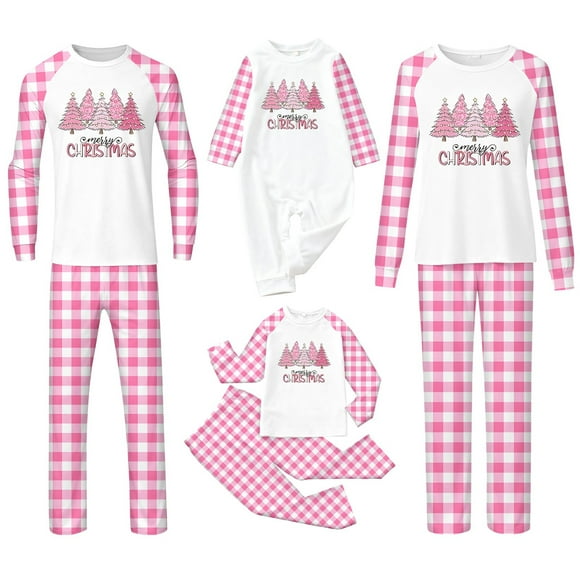 Christmas Pjs for Family 2025 Matching For Family Long Sleeve Shirts & Pj Pants Printed Holiday Xmas Two Piece Loungewear ( Children) Matching Pajamas The Whole before Christmas Paja Pink 18-24 Months