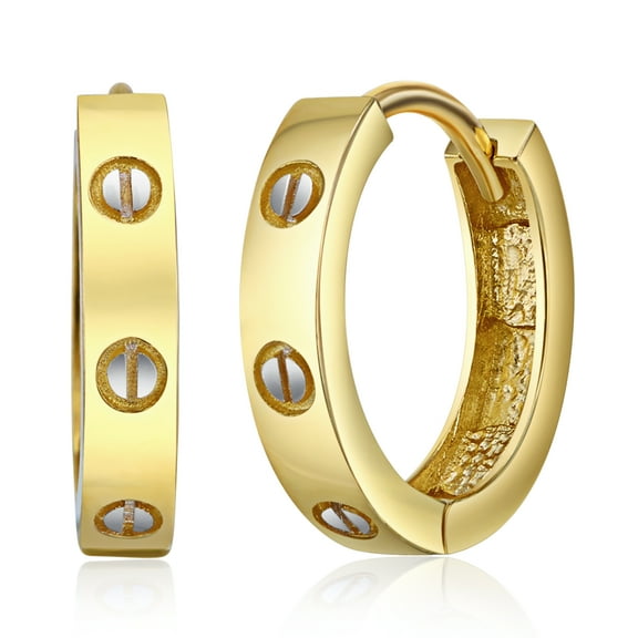 Wellingsale Ladies 14k Yellow Gold Polished 3mm Hoop Huggies Earrings (17 x 17 mm)
