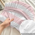 thumbnail image 4 of Twin XL Size Fitted Sheet Set - Pink Striped 2 Piece Bedding Sets 16" Deep Pocket Fitted Sheet with 1 Pillowcases, Modern Farmhouse Pink White Stripes Brushed Microfiber Hotel Luxury Bed Sheets, 4 of 9