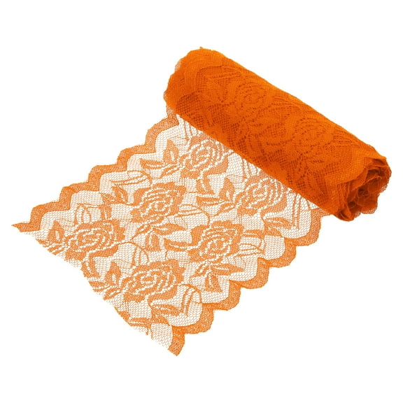 Uxcell 6 Inch Wide 5 Yard Elastic Lace Ribbon, Stretch Floral Pattern Lace Trim Embroidered Fabric for Sewing Making and DIY Crafts Gift Wrapping Bouquets Wedding Decor(Orange)