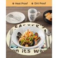 thumbnail image 3 of 15 Inch Round Placemats Set of 4, Beige Gnomes Easter Non Slip Heat Insulation PP Table Mats, Eggs Botanical Carrot Pastoral Washable Place Mats for Kitchen Dining Party Table Decor, 3 of 7