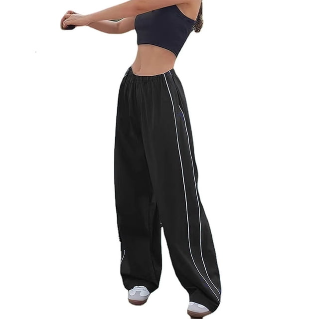 Pantalones de chándal para mujer, pantalones de paracaídas Y2k, pantalones cargo holgados, pantalones de paracaídas para adolescentes, pantalones de chándal de pierna ancha Y2K, pantalones