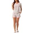 thumbnail image 2 of INSPIRE CHIC Womens Pajama Set Short Sleeve 2 Piece V Neck Pullover Tops Shorts Set Floral Loungewear Pink 2XL, 2 of 4