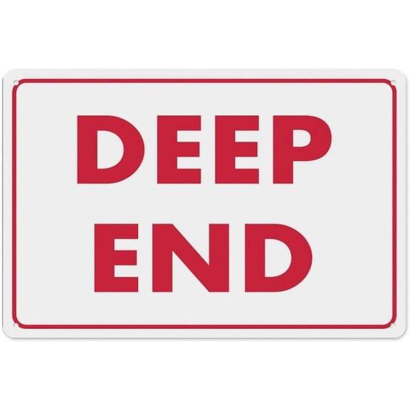 Deep End Sign 8"x12" - Aluminum Tin Warning for Home Outdoor Garden, Weatherproof Safety Decor for Pool