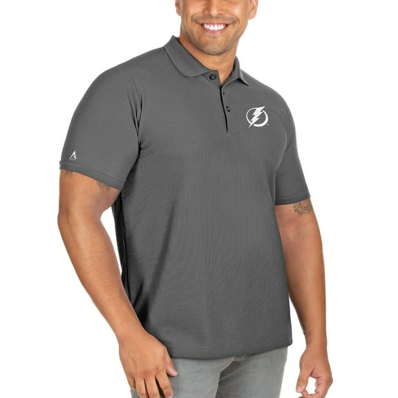 Men's Antigua Charcoal Tampa Bay Lightning Big & Tall Legacy Pique Polo