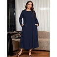 thumbnail image 3 of SHOWMALL Women's Plus Size Long Sleeve Maxi Dress with Pockets - Soft Casual Loose Long Boho Dress, 3 of 7