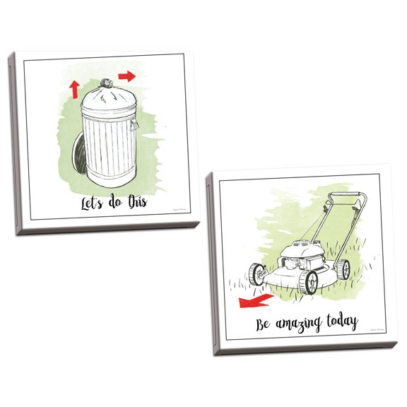 Gango Home Decor Contemporary Home Improvement I & III with Color Script by Myles Sullivan (Ready to Hang); Two 16x16in Hand-Stretched Canvases